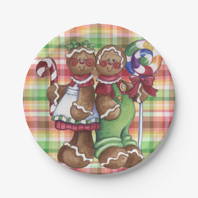 Gingerbread Couple Candy Shop Paper Plate (Front)
