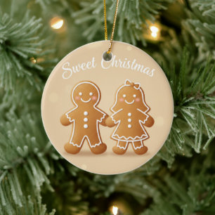 Gingerbread Couple Sweet Christmas Baking Lover Ceramic Tree Decoration