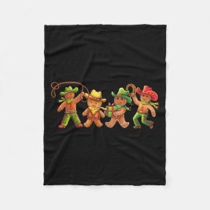 Gingerbread Cowboy Christmas Cookie Baker Western Fleece Blanket
