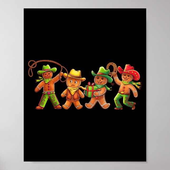Gingerbread Cowboy Christmas Cookie Baker Western  Poster (Front)
