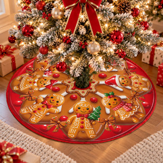 Gingerbread Cute Cookie Candy Christmas Tree Skirt