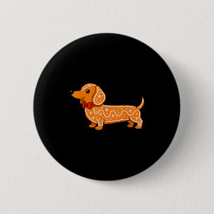 Gingerbread Dachshund Christmas Cute Weiner Dog  6 Cm Round Badge