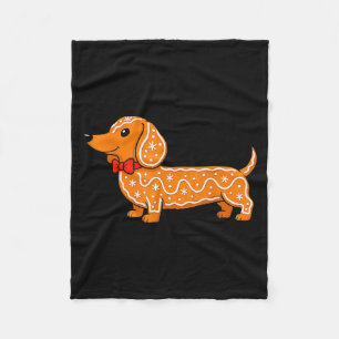 Gingerbread Dachshund Christmas Cute Weiner Dog  Fleece Blanket