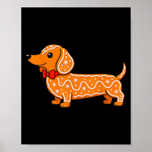 Gingerbread Dachshund Christmas Cute Weiner Dog  Poster