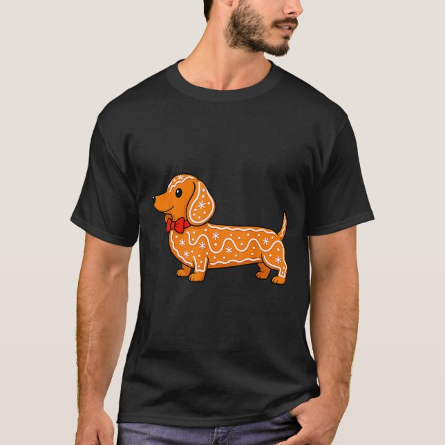Gingerbread Dachshund Christmas Cute Weiner Dog  T-Shirt (Front)