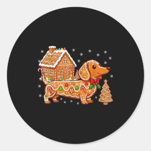 Gingerbread Dachshund Christmas Tree House Cookie Classic Round Sticker