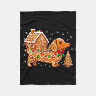 Gingerbread Dachshund Christmas Tree House Cookie  Fleece Blanket