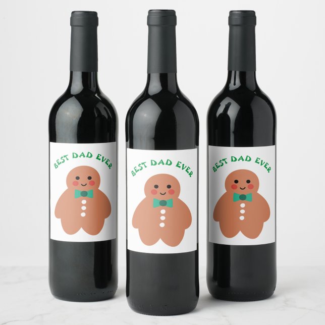 Gingerbread Dad | Best Dad Ever Custom Photo  Wine Label (Creator Uploaded)