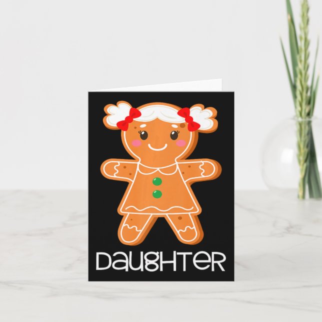 Gingerbread Daughter Christmas Matching Pyjamas Fa Card (Front)
