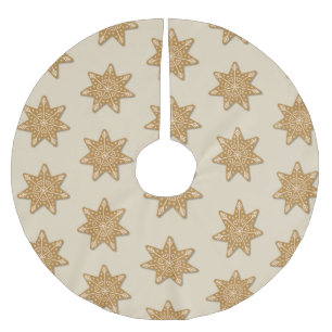 Gingerbread Decorated Star Cookie Pattern Brushed Polyester Tree Skirt