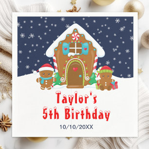 Gingerbread Decorating Birthday Party Navy and Red Napkin