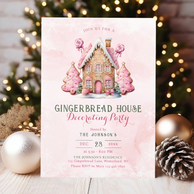 Gingerbread Decorating Christmas Party Invitation (Gingerbread decorating Christmas party invitation)