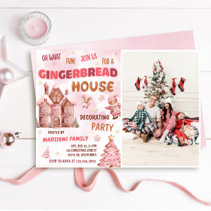 Gingerbread Decorating Christmas Party Photo Invitation
