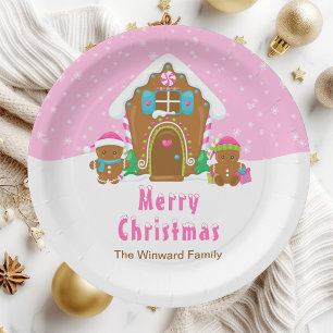 Gingerbread Decorating Party Bright Pink Paper Plate