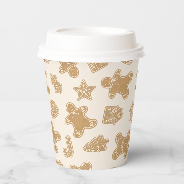 Gingerbread Disposable Coffee Cup (Front)