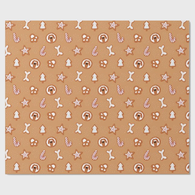 Gingerbread Dog Christmas Cookie Pattern Wrapping Paper (Flat)