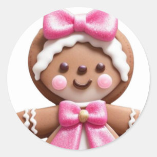 Gingerbread Doll\PinK\ Classic Round Sticker