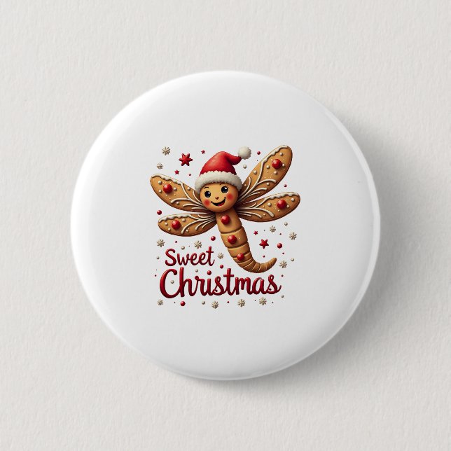 Gingerbread Dragonfly 6 Cm Round Badge (Front)
