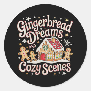 Gingerbread Dreams And Cosy Scenes Christmas Xmas Classic Round Sticker