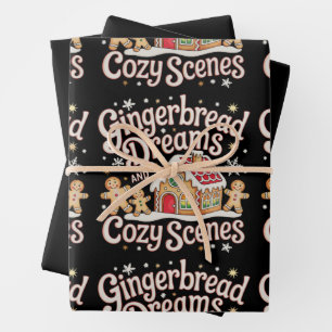 Gingerbread Dreams And Cozy Scenes Christmas Xmas Wrapping Paper Sheet