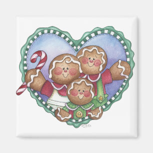 Gingerbread Family Heart Magnet