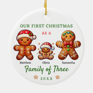 Gingerbread Family of Three Christmas Ceramic Tree Decoration