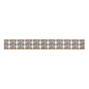 Gingerbread Family Snowy Christmas Scene Grosgrain Ribbon