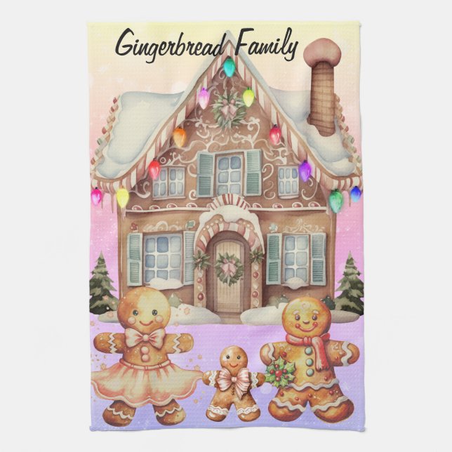 Gingerbread Family Tea Towel (Vertical)