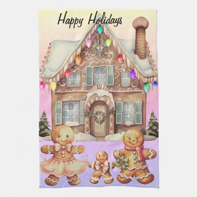 Gingerbread Family Tea Towel (Vertical)