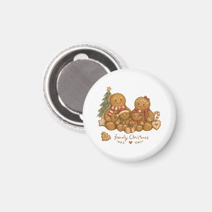 Gingerbread Family with Christmas Tree Watercolor  Magnet