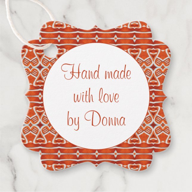 GINGERBREAD Fancy Square "Hand Made" Tags (Front)