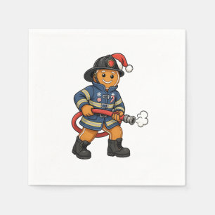 Gingerbread Firefighter Christmas 2026 Holiday Napkin