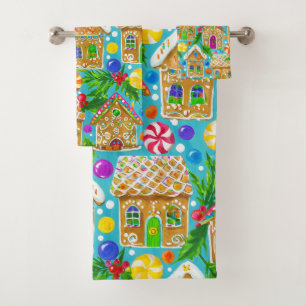 Gingerbread Fleece Bath Towel Set