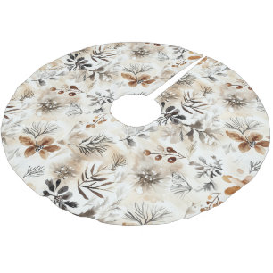 Gingerbread Floral Leaves Christmas Brushed Polyester Tree Skirt