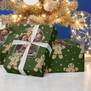 Gingerbread Forest Personalised Christmas Photo Wrapping Paper