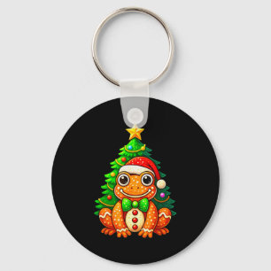 Gingerbread Frog Wearing Santa Hat Christmas Tree  Key Ring