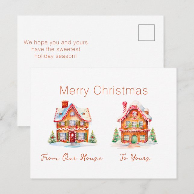 Gingerbread "From Our House" Christmas Postcard (Front/Back)