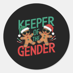 Gingerbread Gender Reveal Keeper Of The Gender Chr Classic Round Sticker