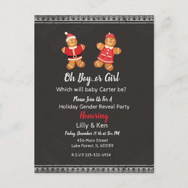Gingerbread Gender Reveal Postcard (Front)