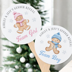Gingerbread Gender Reveal Voting  Hand Fan