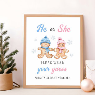 Gingerbread Gender Reveal Wear your Guess Sign