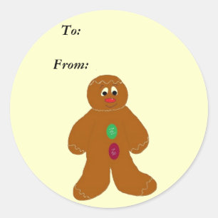 Gingerbread Gifttag Classic Round Sticker