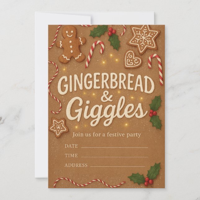 Gingerbread & Giggles Christmas Party Invitation (Front)