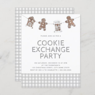 Gingerbread Gingham Cookie Exchange Budget Invite