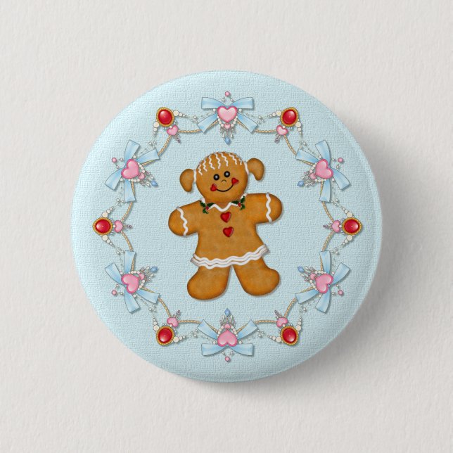 Gingerbread Girl 6 Cm Round Badge (Front)