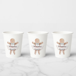 Gingerbread Girl Ballerina Ballet Birthday Paper Cups