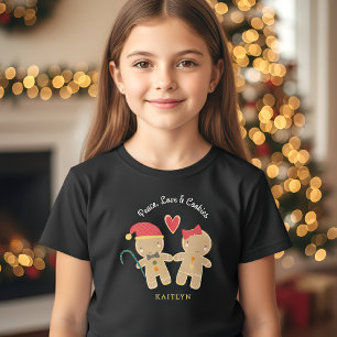 Gingerbread Girl Boy Holiday Peace Love Cookies  T-Shirt