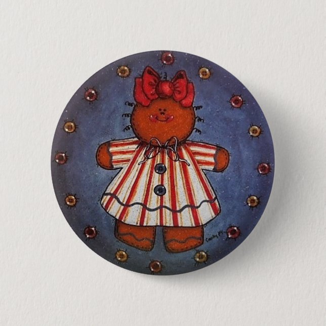 Gingerbread Girl Button Pin (Front)