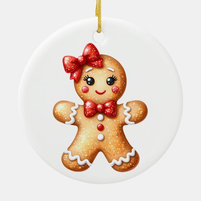 Gingerbread Girl Ceramic Tree Decoration (Back)
