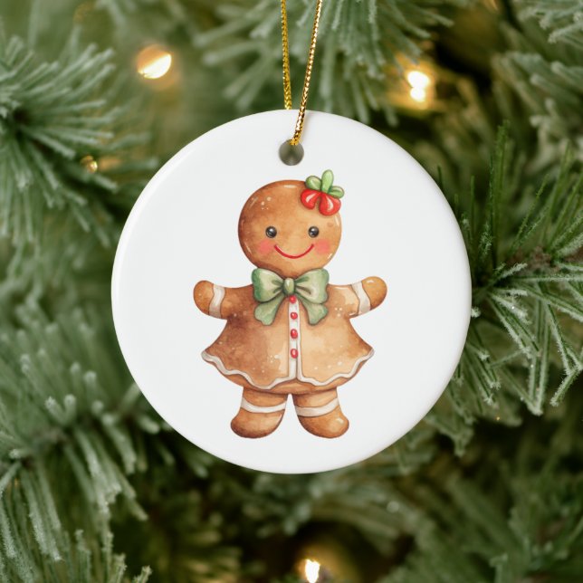Gingerbread Girl Christmas  Ceramic Tree Decoration (Tree)